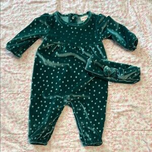 Cat & Jack Polka Dot Velvet Kids One Piece